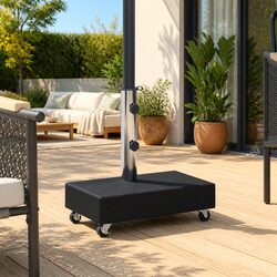 Heavy Duty Black Granite Umbrella Base for Outdoor Use