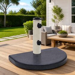 Durable Half-Round Umbrella Base in Black Granite