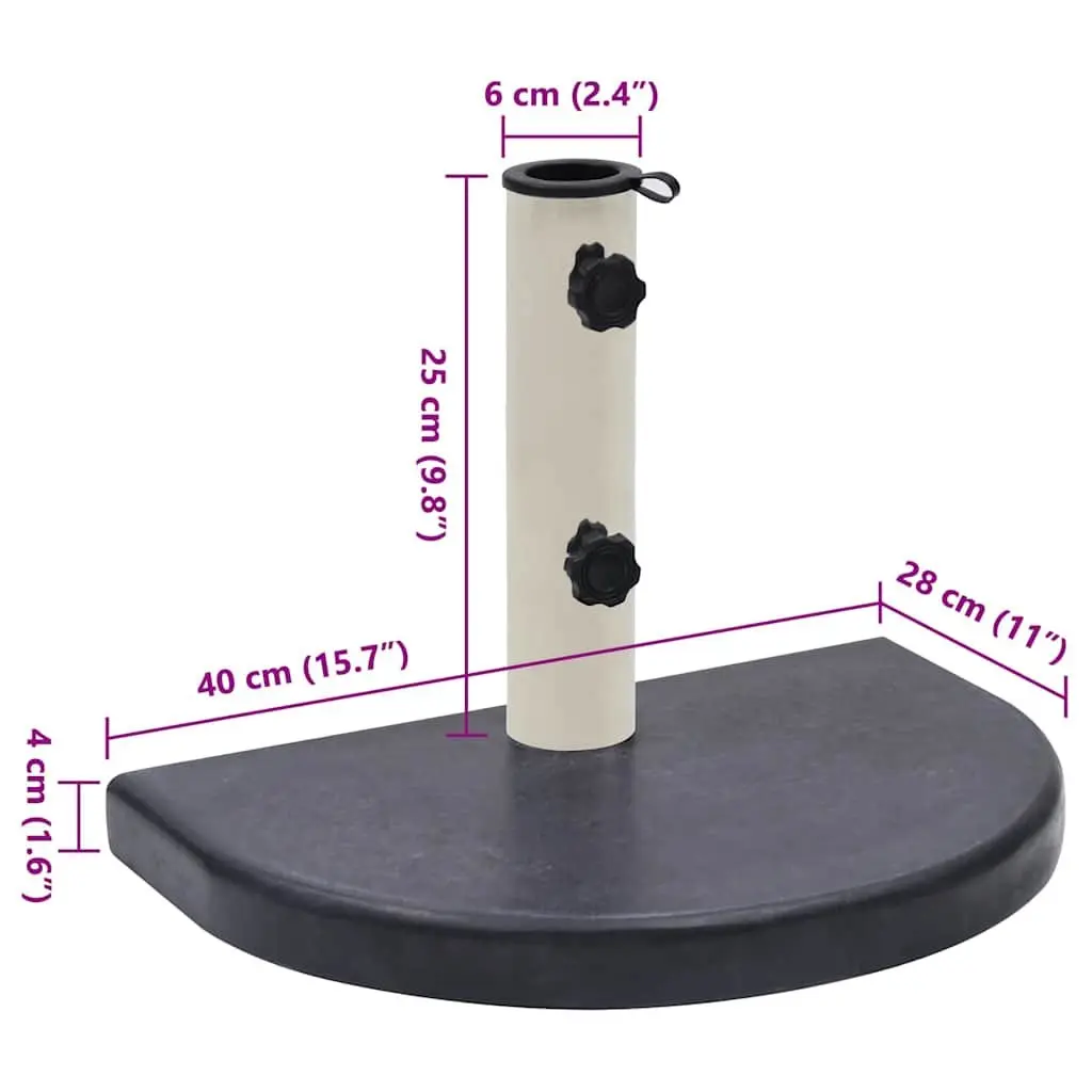 Half-Round Umbrella Base in Black Granite