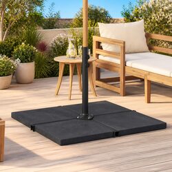 Square Black Granite Base Stand for Garden Parasol 25kg