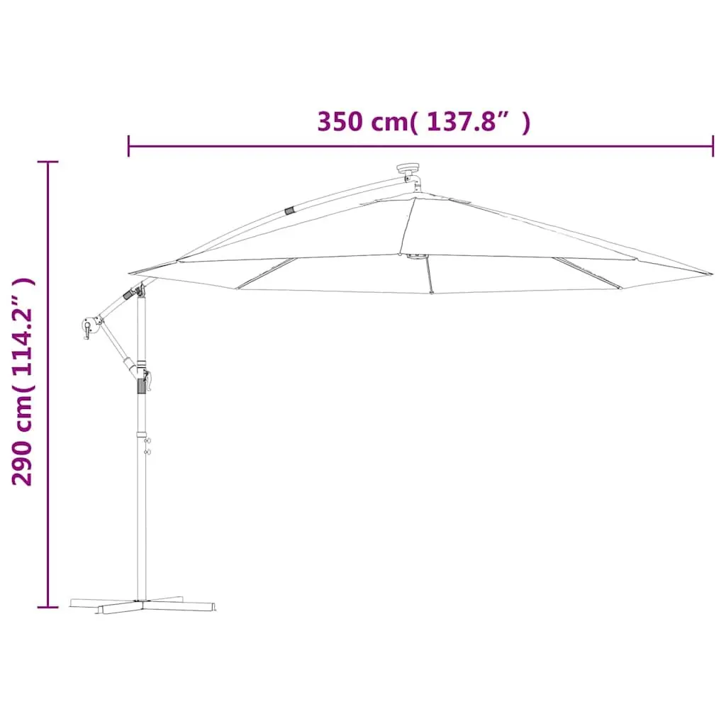 Cantilever Garden Parasol with LED Lighting 350cm