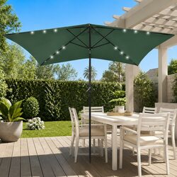 Green Garden Parasol 2x3m Outdoor Umbrella with LED Lights