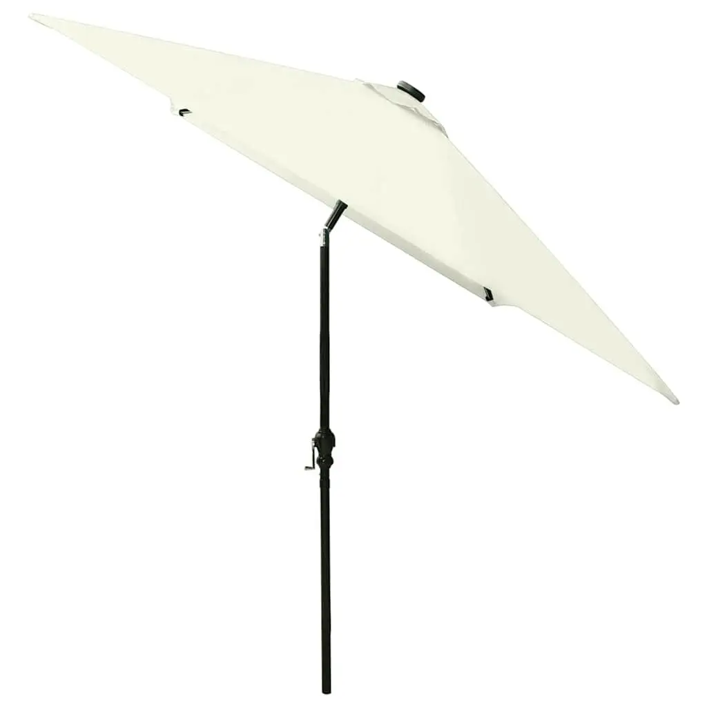 Garden Parasol Polyester 2x3m Beige with LED Lights Steel Pole
