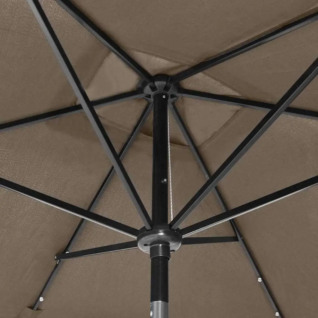 Garden Parasol Polyester 2x3m Taupe with Solar LED Lights Steel Pole
