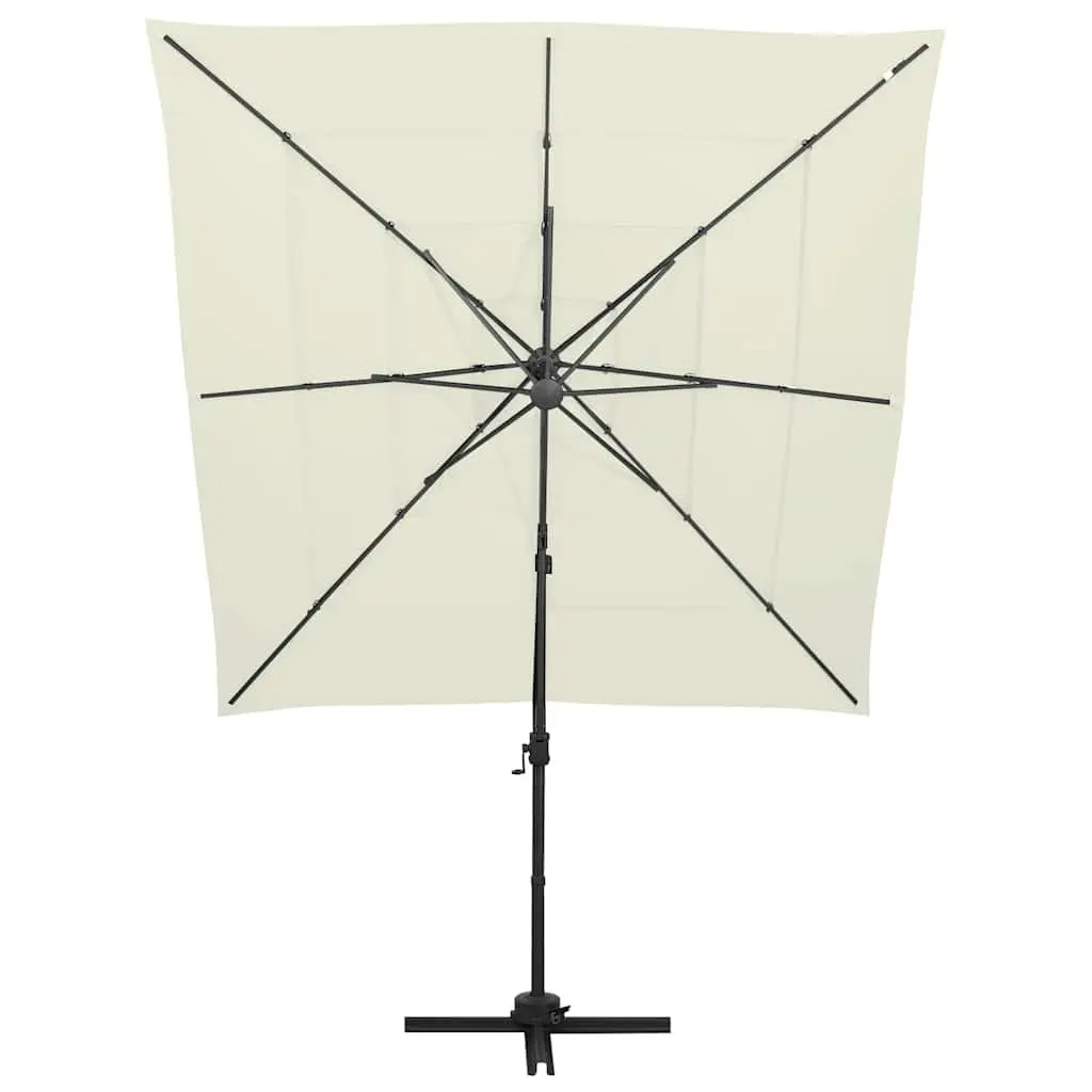 4-Tier Garden Parasol Polyester 250x250cm Beige