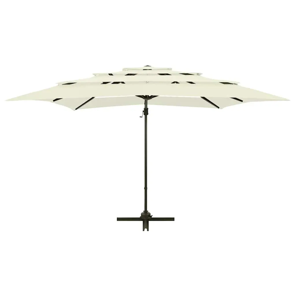 4-Tier Garden Parasol Polyester 250x250cm Beige