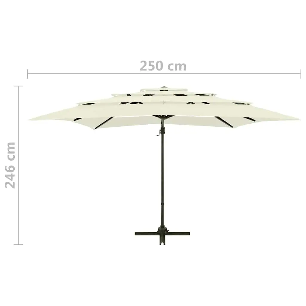 4-Tier Garden Parasol Polyester 250x250cm Beige