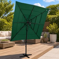 Premium 4-Tier Green Garden Parasol with Crank Tilt