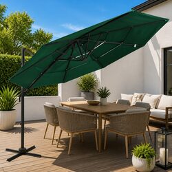 Durable 4-Tier Garden Parasol 3x3m Green Umbrella