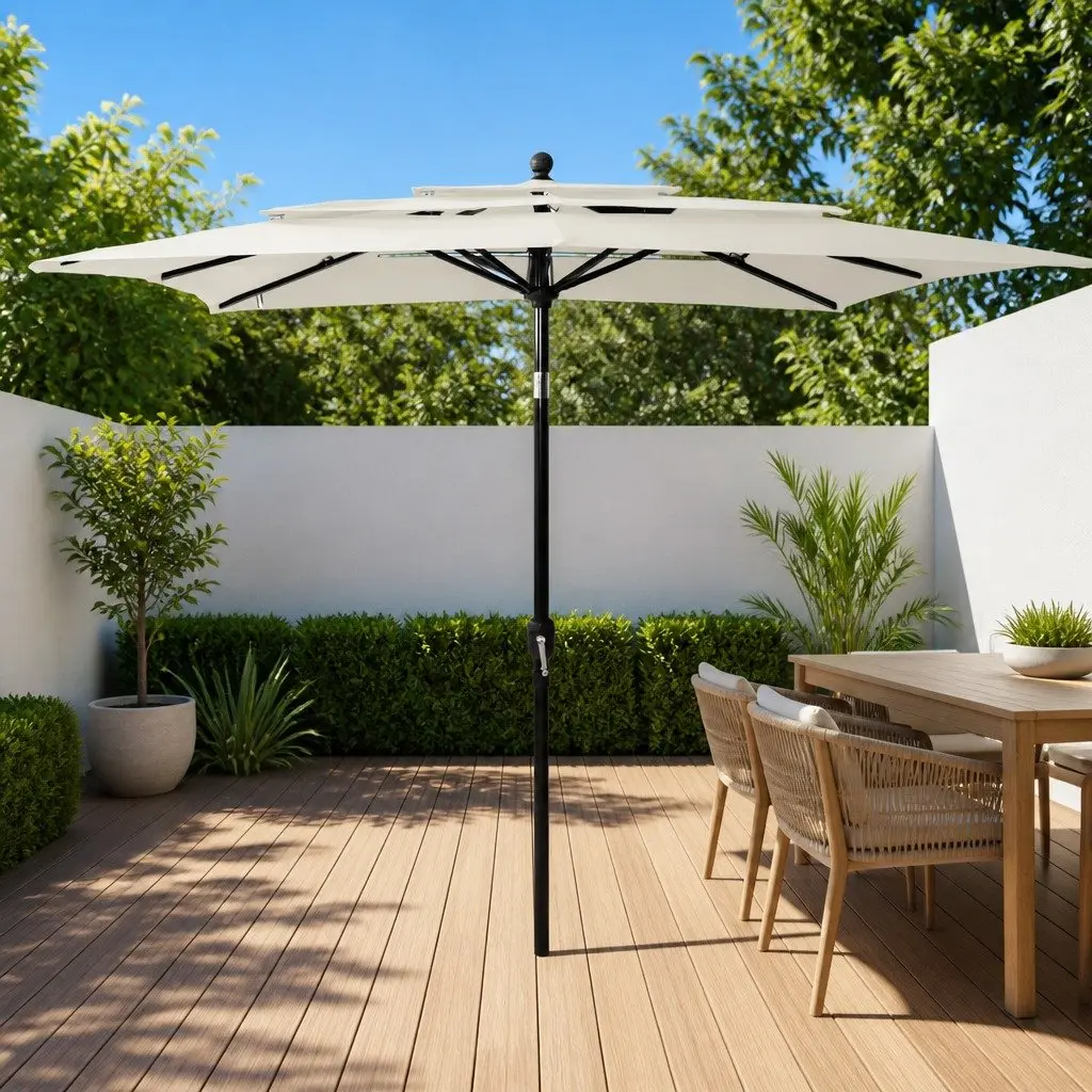 3-Tier Garden Parasol with Crank and Tilt Function