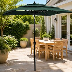 Durable 3-Tier Green Patio Umbrella 2x2m with Crank Tilt