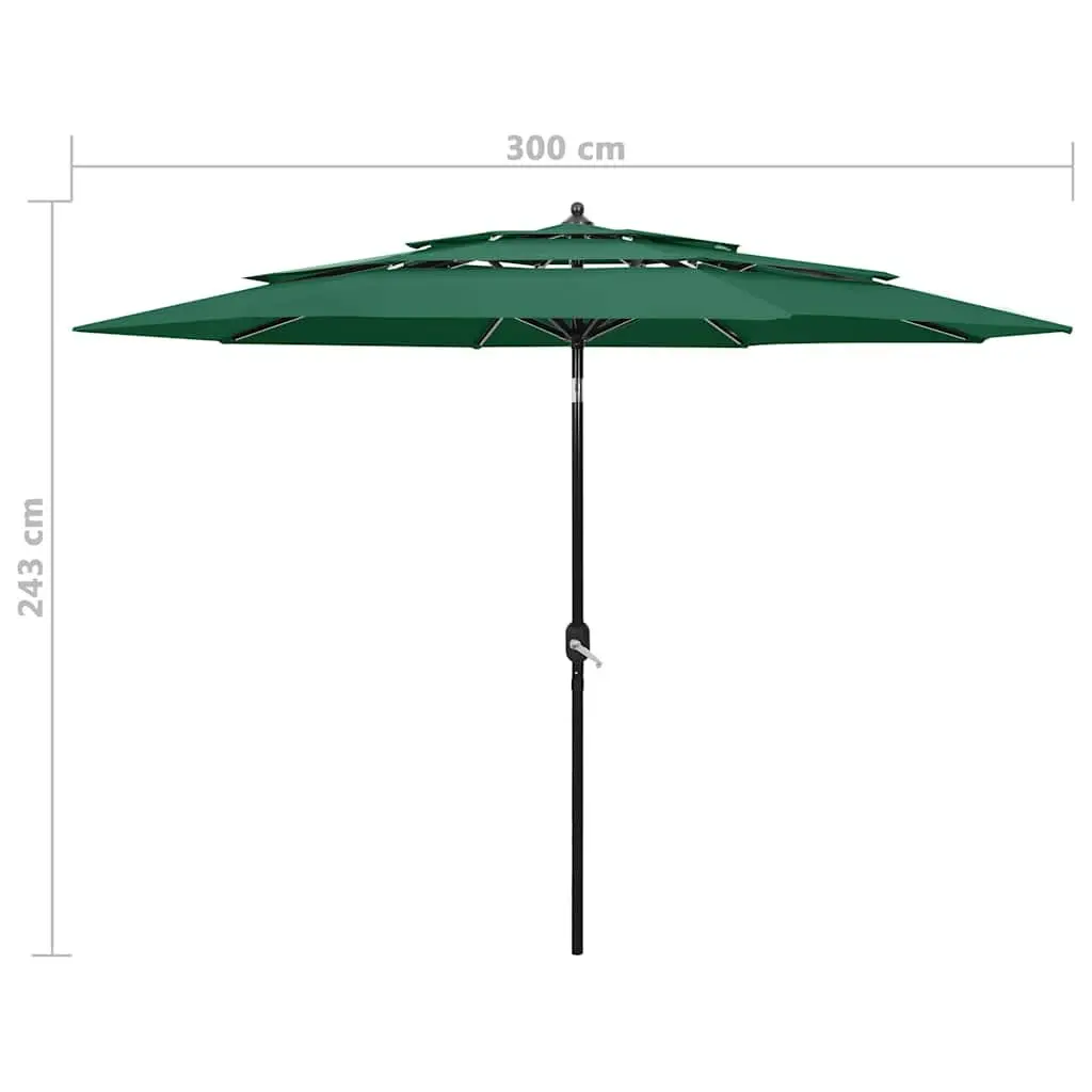 Garden Parasol Polyester 3m Green