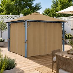 Quality Outdoor Gazebo with Curtains 300x300cm Taupe