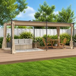 Durable 6x3 m Gazebo Canopy with Side Curtains