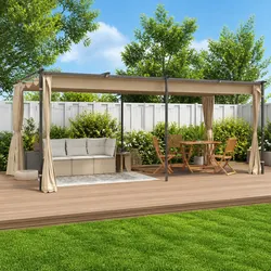 Durable 6x3 m Gazebo Canopy with Side Curtains