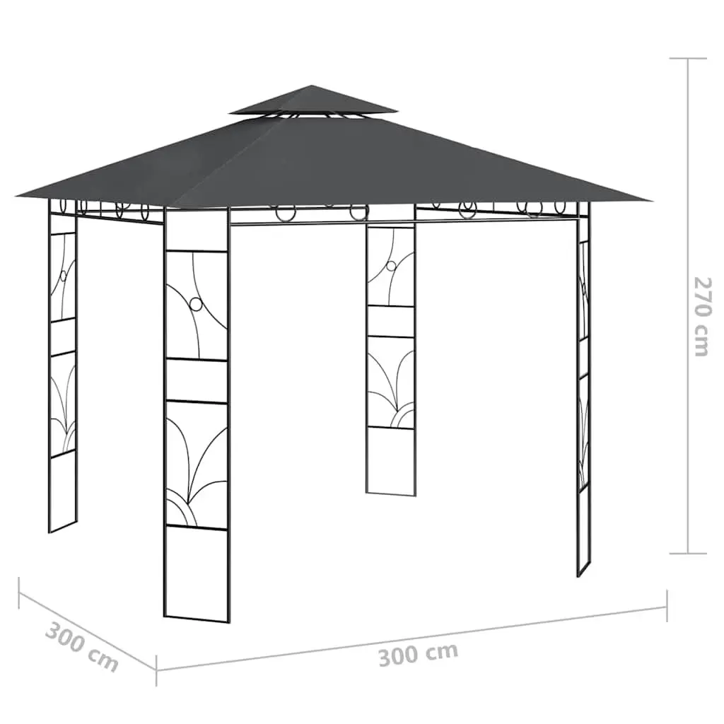 Gazebo Steel 3x3x2.7m Anthracite Outdoor Canopy Tent Shelter