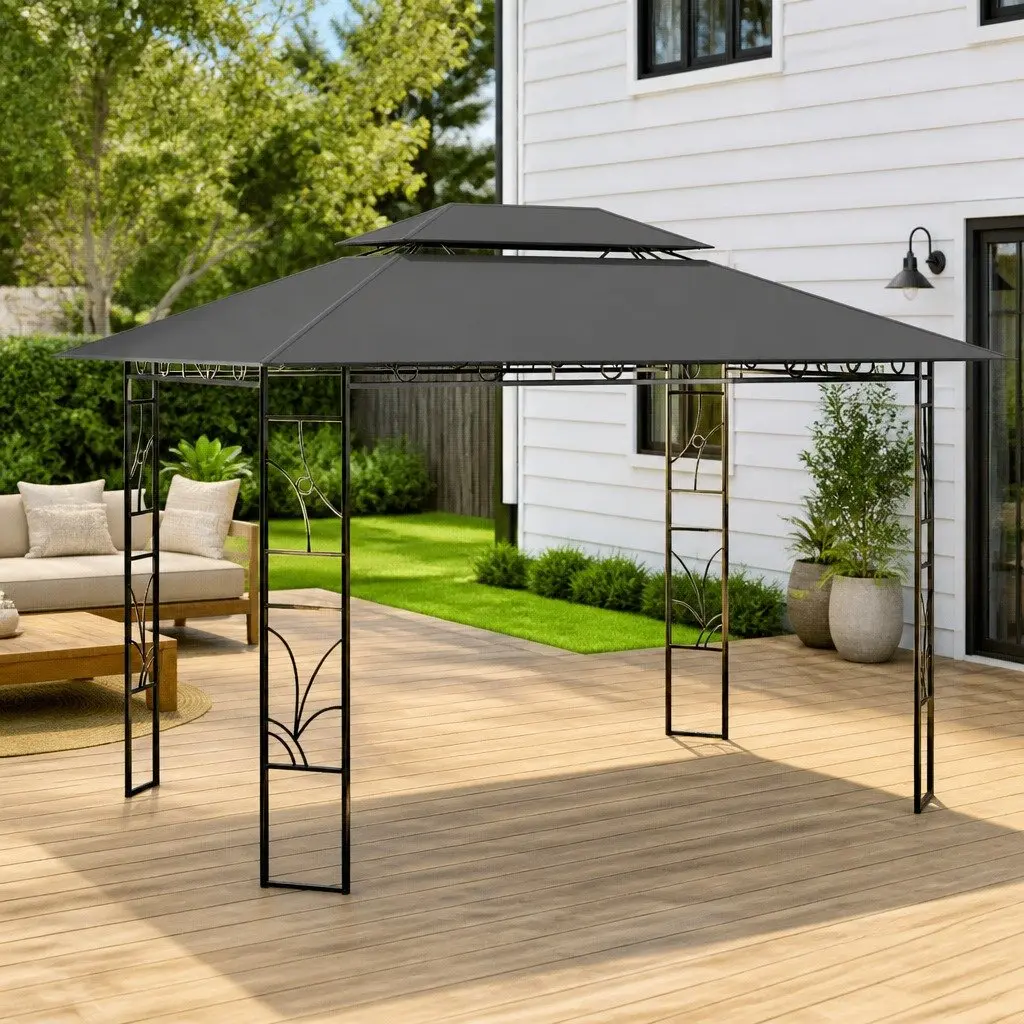 Anthracite Garden Gazebo 4x3x2.7m Outdoor Canopy