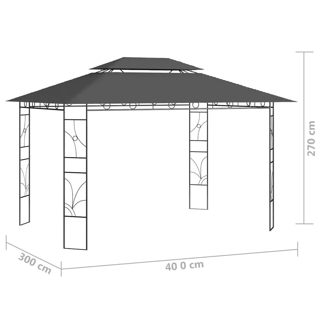 Anthracite Garden Gazebo 4x3x2.7m Outdoor Canopy