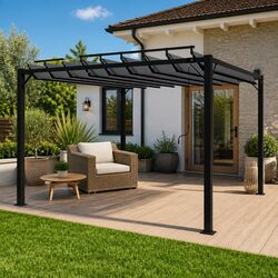 Quality Anthracite Gazebo with Adjustable Louvered Roof 3x3 m