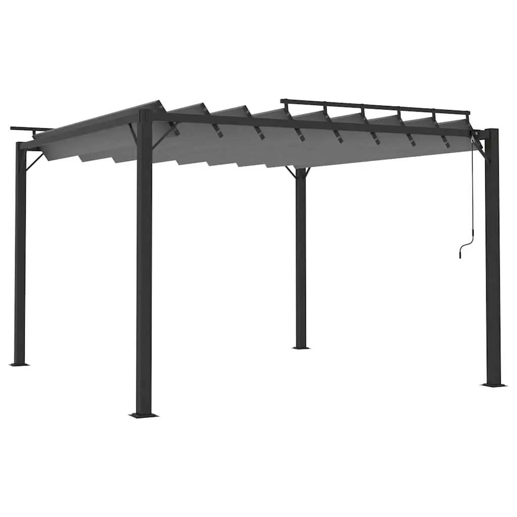 Anthracite Gazebo with Adjustable Louvered Roof 3x3 m