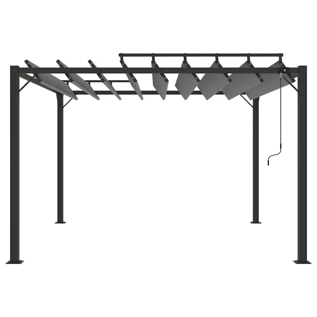 Anthracite Gazebo with Adjustable Louvered Roof 3x3 m