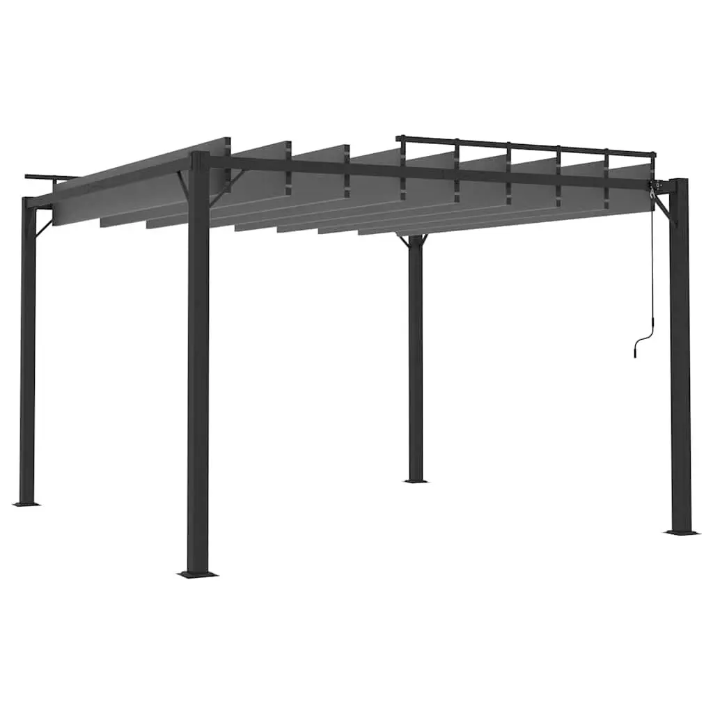 Anthracite Gazebo with Adjustable Louvered Roof 3x3 m