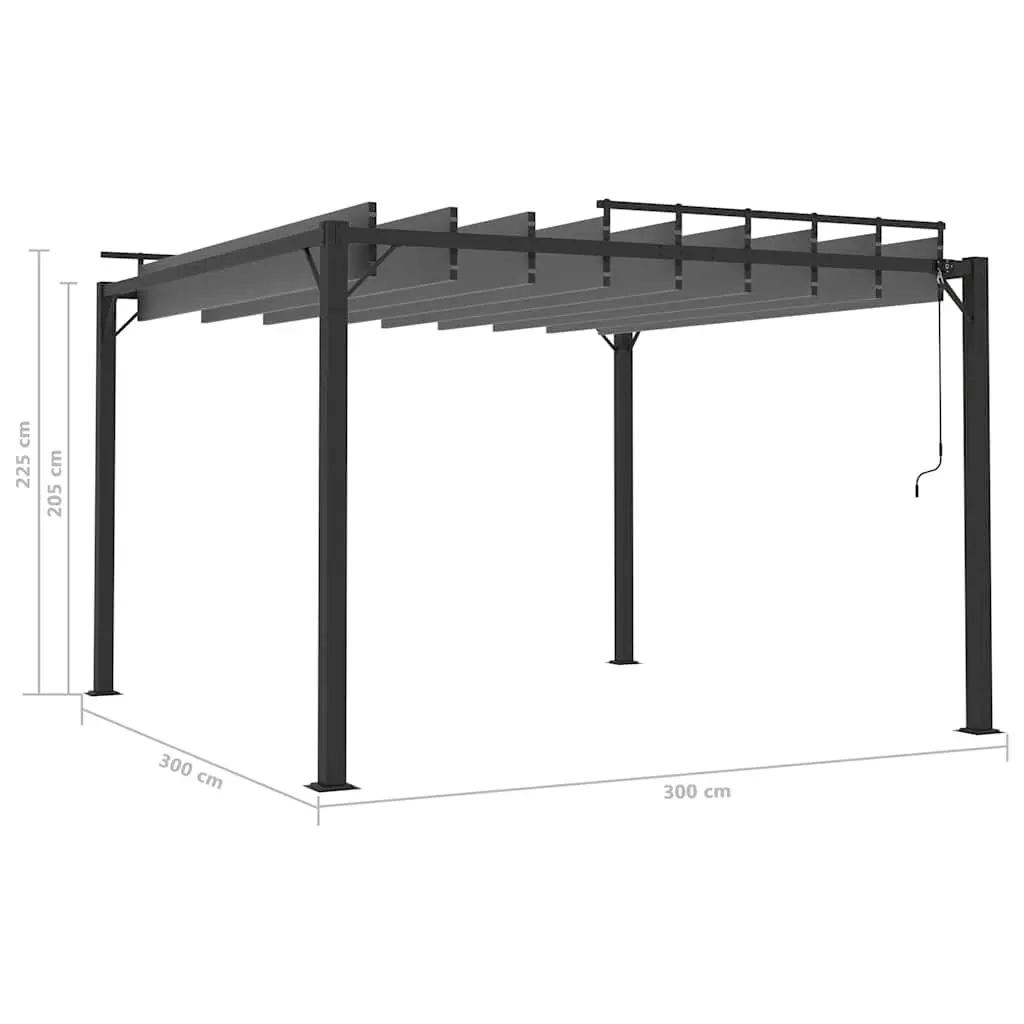 Anthracite Gazebo with Adjustable Louvered Roof 3x3 m