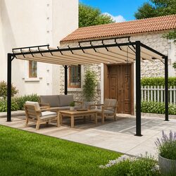 Durable Aluminium Gazebo 3x4 m Taupe Louvered Roof