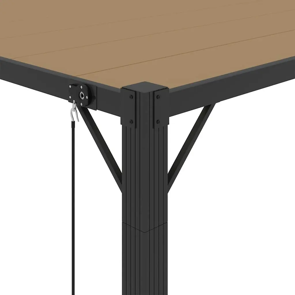 Gazebo Aluminium 3x4 m Taupe Louvered Roof Outdoor Garden Patio Canopy