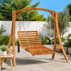 Curved Design Wooden Swing Bed for Outdoor Relaxation