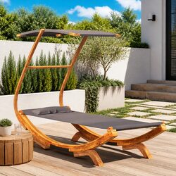 Stylish Outdoor Lounge Bed with Canopy in Anthracite
