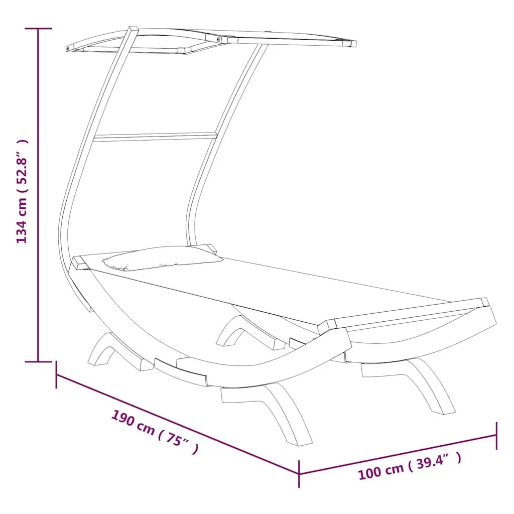 Outdoor Lounge Bed with Canopy in Anthracite