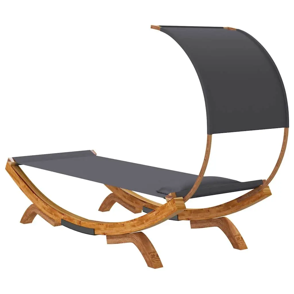 Outdoor Lounge Bed Solid Bent Wood Frame Fabric Anthracite 100 x 200 x 126 cm