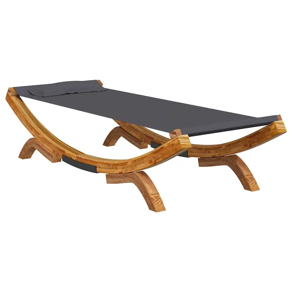 Outdoor Lounge Bed Solid Bent Wood Frame 100 x 188.5 x 44 cm Anthracite