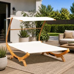 Canopy Lounge Bed for Outdoor Relaxation Cream