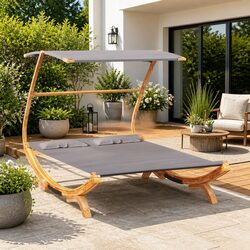 Sturdy Outdoor Lounge Bed with Canopy for Relaxation
