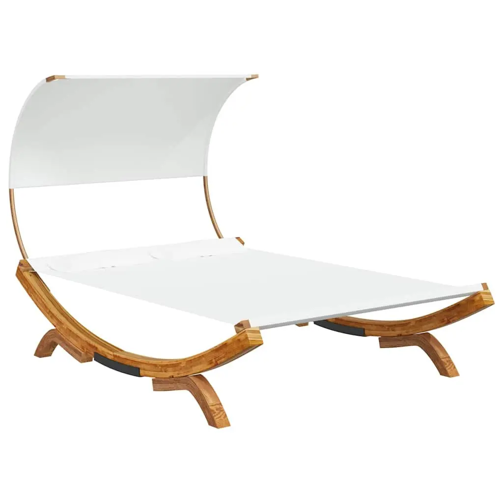 Cream Canopy Lounge Bed for Outdoor Relaxation