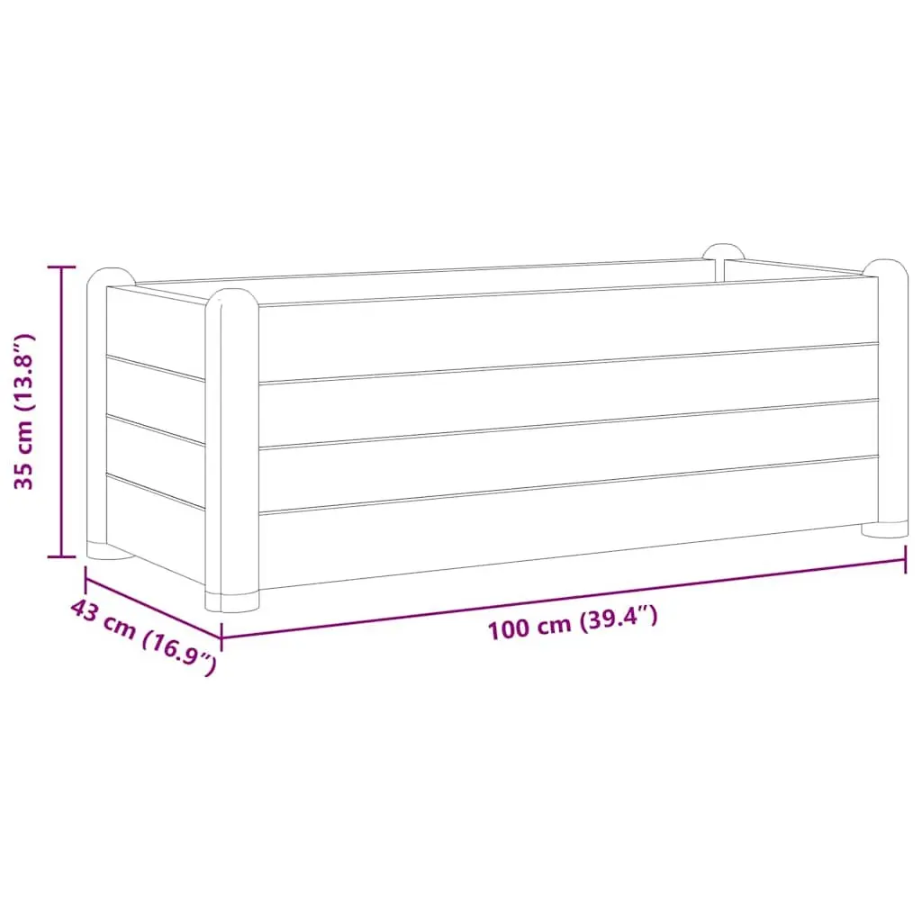 Raised Garden Bed Planter Polypropylene 100x43x35cm Anthracite