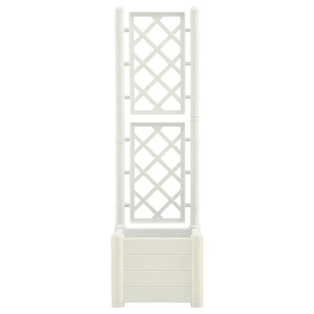White Outdoor Raised Flower Box with Trellis Support
