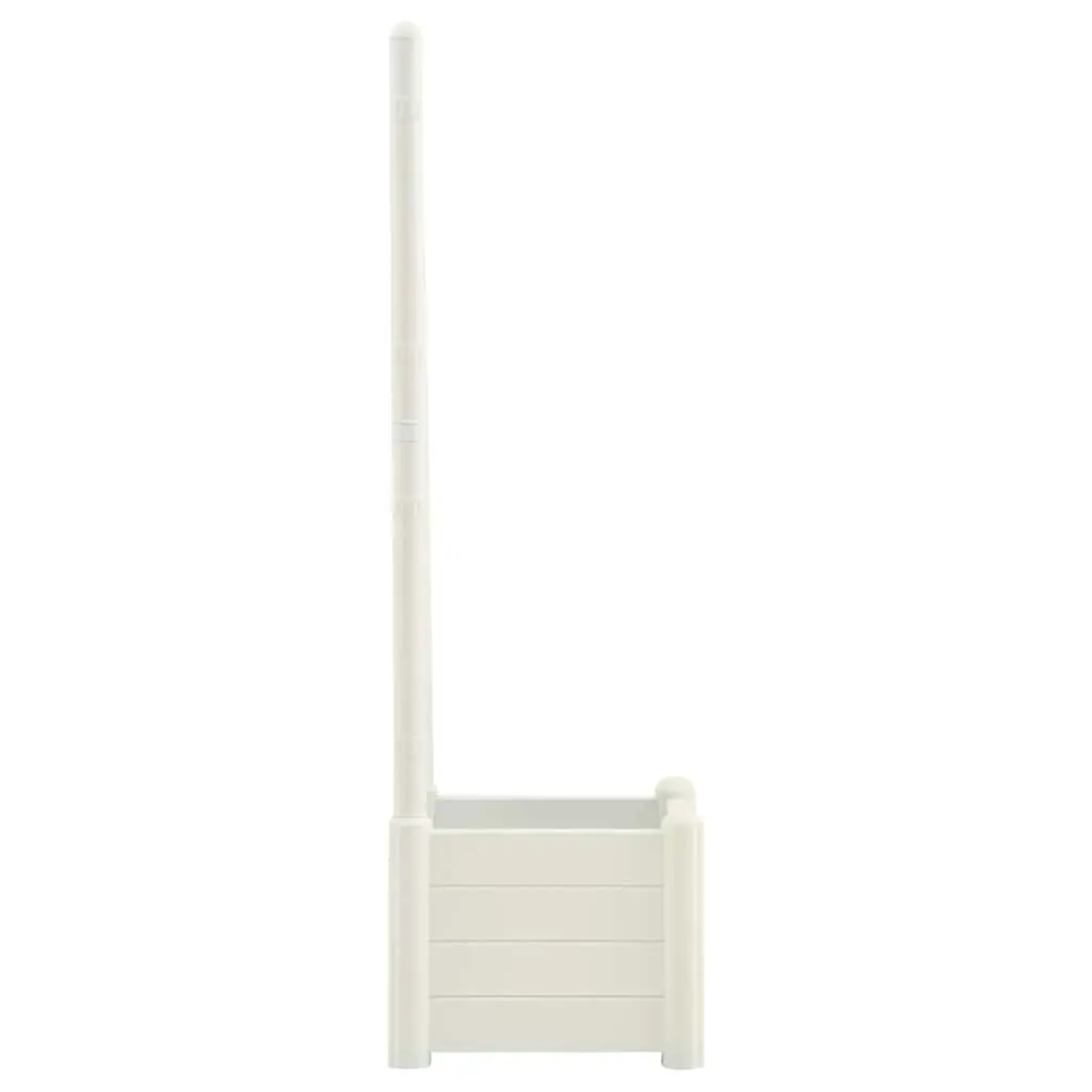 White Outdoor Raised Flower Box with Trellis Support