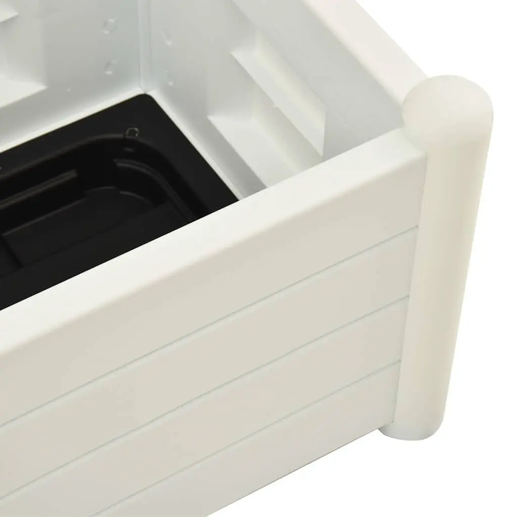 White Outdoor Raised Flower Box with Trellis Support
