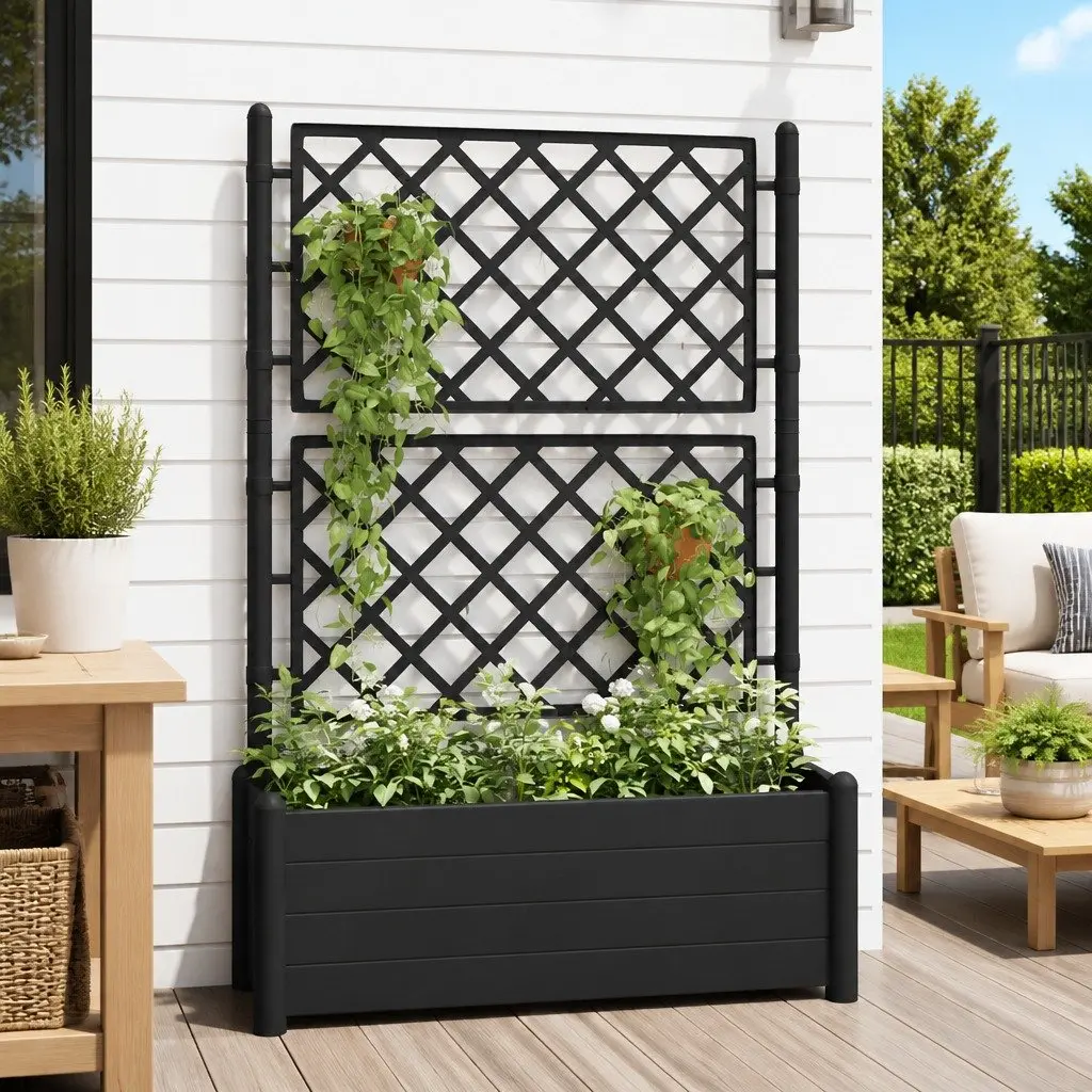 Garden Planter with Integrated Trellis