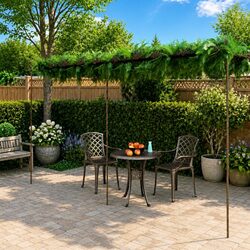 Garden Pergola Outdoor Lean-to Arbour Iron Frame Climbing Plants Shade Structure