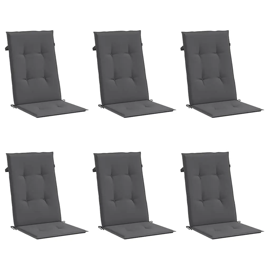Highback Chair Cushions Polyester 120 x 50 x 3 cm Anthracite 6 Piece