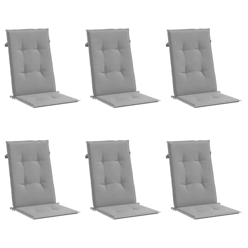 Highback Chair Cushions 6 pcs Grey 120x50x3 cm