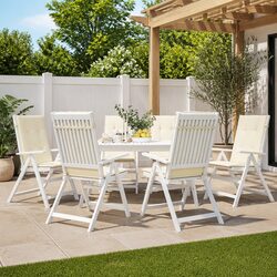 Durable Highback Chair Cushions 6 Piece Set Cream