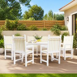 Premium Cream Lowback Chair Cushions 6 pcs for Patio