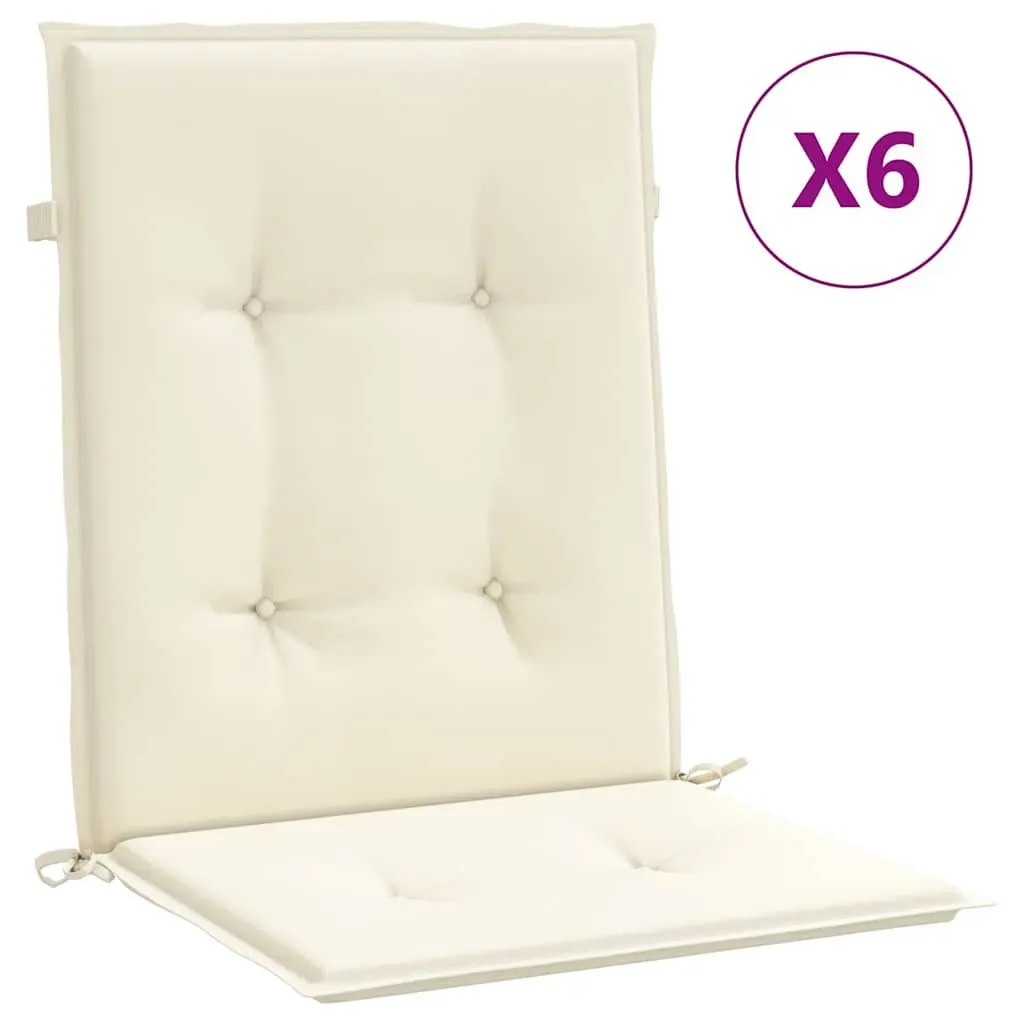 Cream Lowback Chair Cushions 6 pcs for Patio
