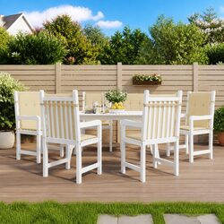 Beige Lowback Chair Cushions Set of 6 for Outdoor Use