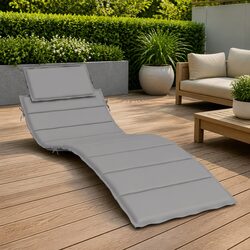 High-Quality Grey Oxford Fabric Sun Lounger Cushion 186x58cm